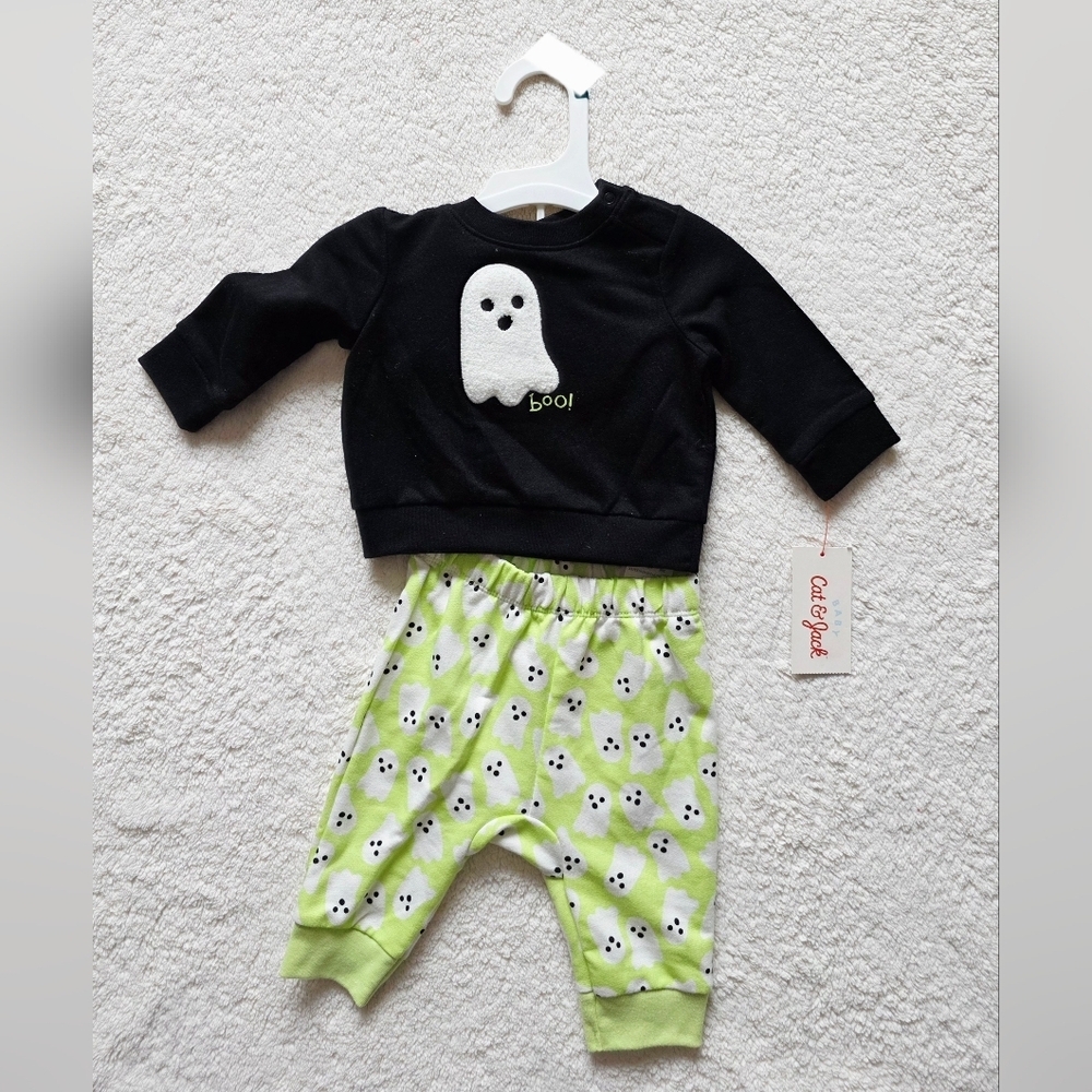 Baby girl/ boy Halloween Ghost Graphic Top & Pants Set Cat & Jack Size 0/3 3/6 m
